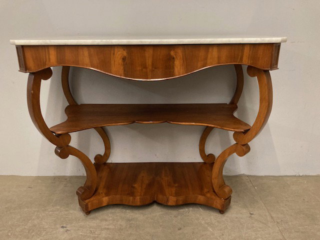 Antica console in noce e marmo Carrara Luigi Filippo 1850 . Mis 115 x 57 Altezza cm 99 